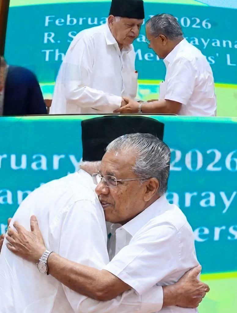 ഹൃദയങ്ങൾ തൊട്ട നിമിഷം; പിണറായിയെ ചേർത്തുപിടിച്ച് വികാരാധീനനായി ഫാറൂഖ് അബ്ദുള്ള.